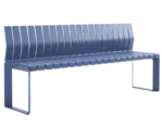 Urbantime Liberty.080 outdoor bench in front-right view, with backrest in blue finish.