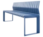 Urbantime Liberty.080 outdoor bench in front-left view, with backrest in blue finish.