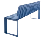 Urbantime Liberty.080 outdoor bench in rear view, with backrest in blue finish.
