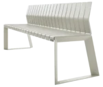 Urbantime Liberty.080 outdoor bench in front-left elevated view, with backrest and white finish.