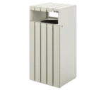 Urbantime Liberty.080 litter bin, in front-left view, white slatted metal frame.