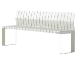 Urbantime Liberty.080 outdoor bench in front-left view, with backrest and rectangular legs.